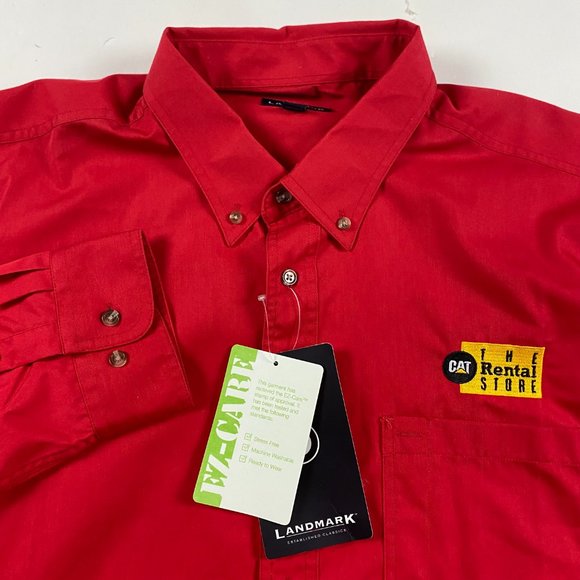 NWT Caterpillar CAT The Rental Store Button Down Shirt Mens 2XL Red Cotton XXL - Picture 3 of 13